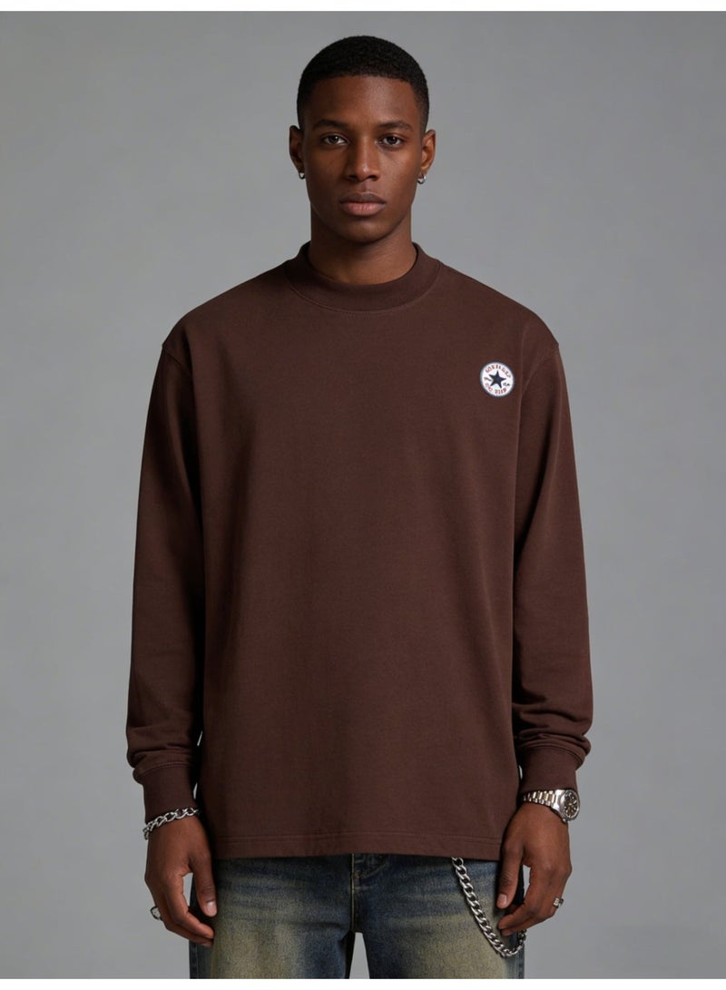 CONVERSE loose casual long-sleeved round neck T-shirt-suitable for both men and women, cotton sports shirt with logo, casual and fashionable street clothes in China. - Image 3